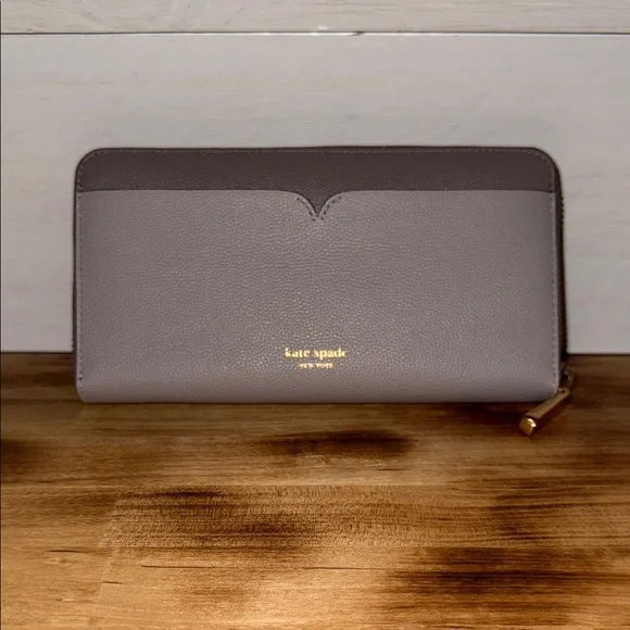 Kate Spade Taupe and Brown Zip Wallet - Picture 1 of 9